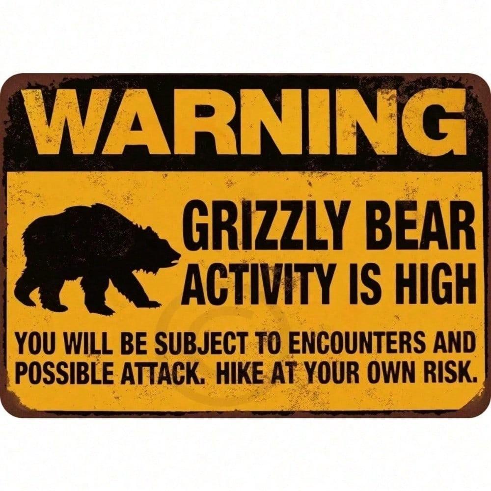 Grizzly Bear Warning Metal Plaque Vintage Camping Cabin Wall Decor різнокольоровий
Grizzly Bear Warning Metal Plaque Vintage Camping Cabin Wall Decor різнокольоровий