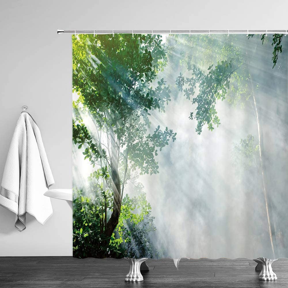 Landscape Waterfall Shower Curtain Tropical Jungle Plant Water Green Waterproof Curtain Nature Scenery Bathroom Decor With Hooks W60H190(CM)-1 Pcs
Landscape Waterfall Shower Curtain Tropical Jungle Plant Water Green Waterproof Curtain Nature Scenery Bathroom Decor With Hooks W60H190(CM)-1 Pcs