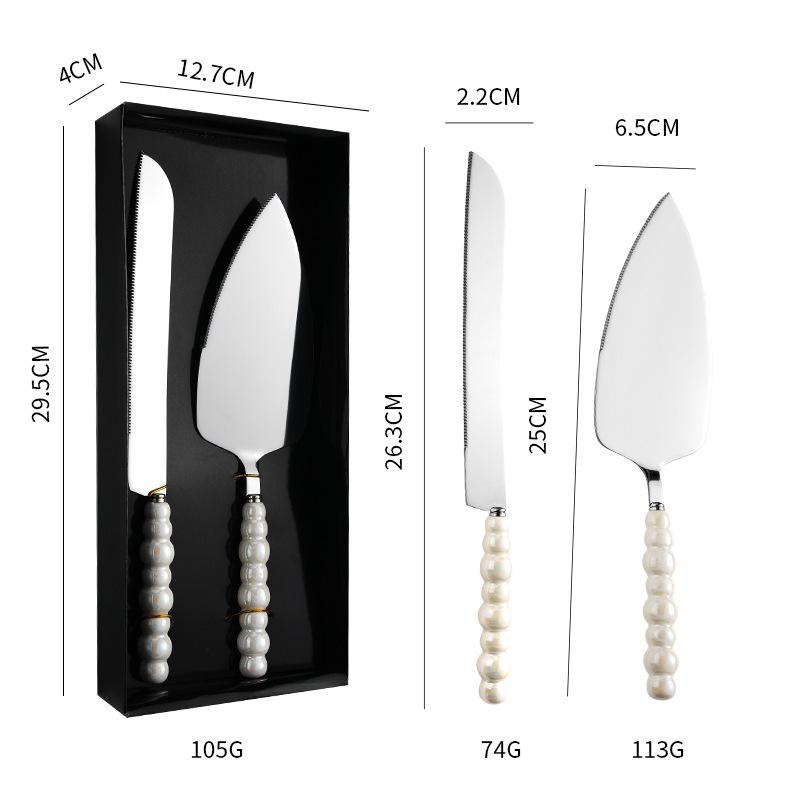 Элегантный набор ножей для торта и пиццы из нержавеющей стали 430 с керамическими ручками под жемчуг
Элегантный набор ножей для торта и пиццы из нержавеющей стали 430 с керамическими ручками под жемчуг