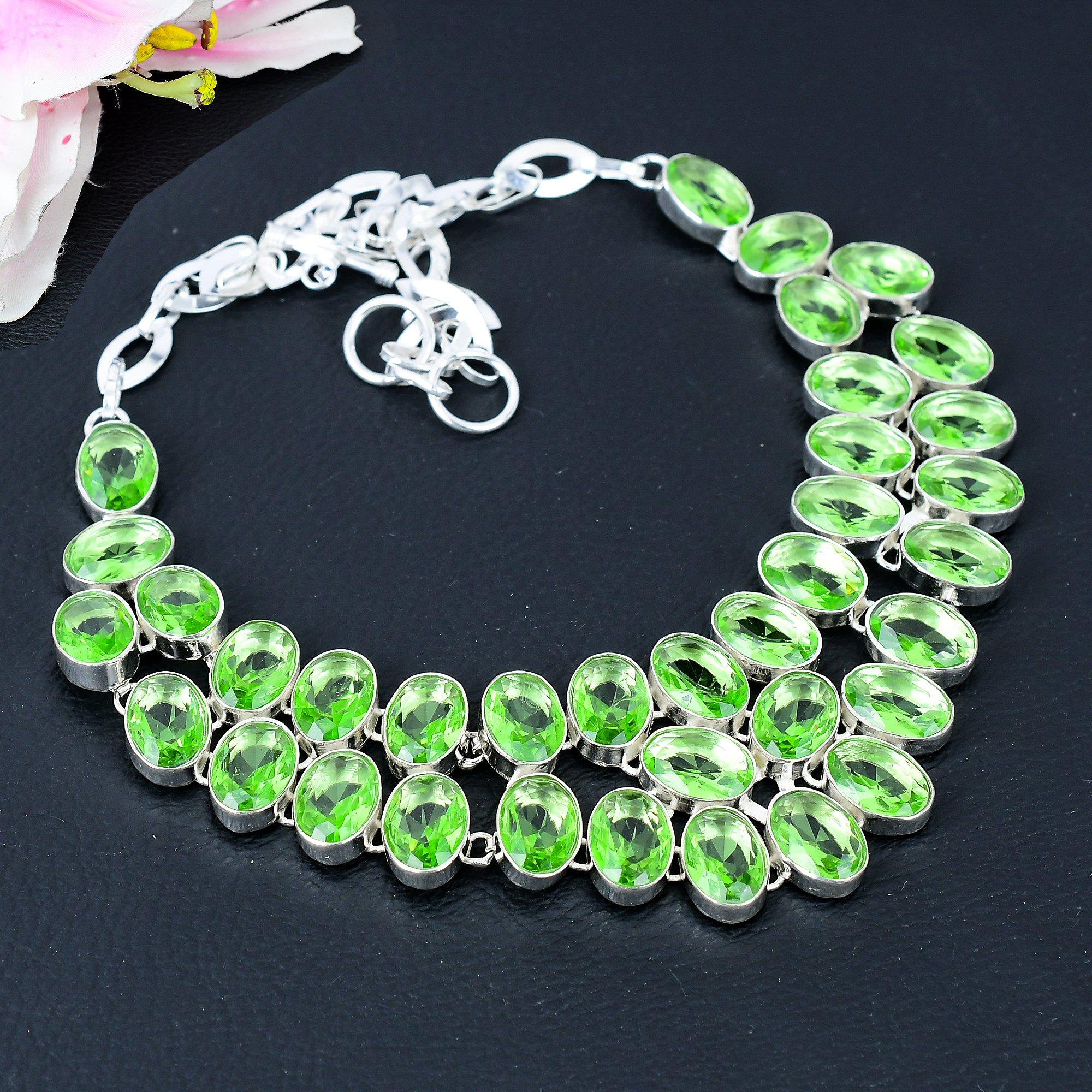 Peridot Gemstone Handmade 925 Sterling Silver Jewelry Necklace 18 KG-411
Peridot Gemstone Handmade 925 Sterling Silver Jewelry Necklace 18 KG-411