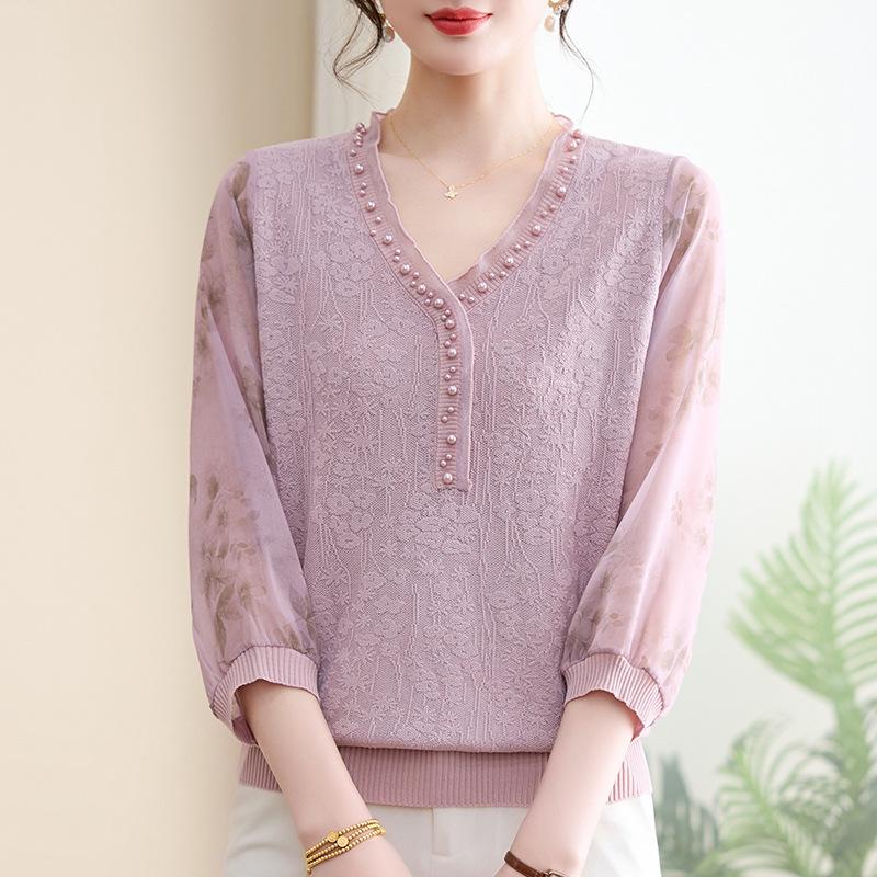 Mom s 2025 Summer V-Neck Seven-Sleeve Knit Top for Middle-Aged & Elderly Women XXL (105-120 Jin)
Mom s 2025 Summer V-Neck Seven-Sleeve Knit Top for Middle-Aged & Elderly Women XXL (105-120 Jin)
