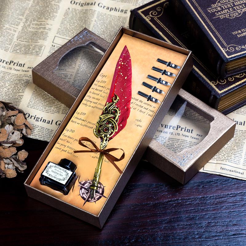 Flame Wings Birthday Gift Set: Retro Carved Pen Holder with Feather Dip and Fountain Pens for Best Friend
Flame Wings Birthday Gift Set: Retro Carved Pen Holder with Feather Dip and Fountain Pens for Best Friend
