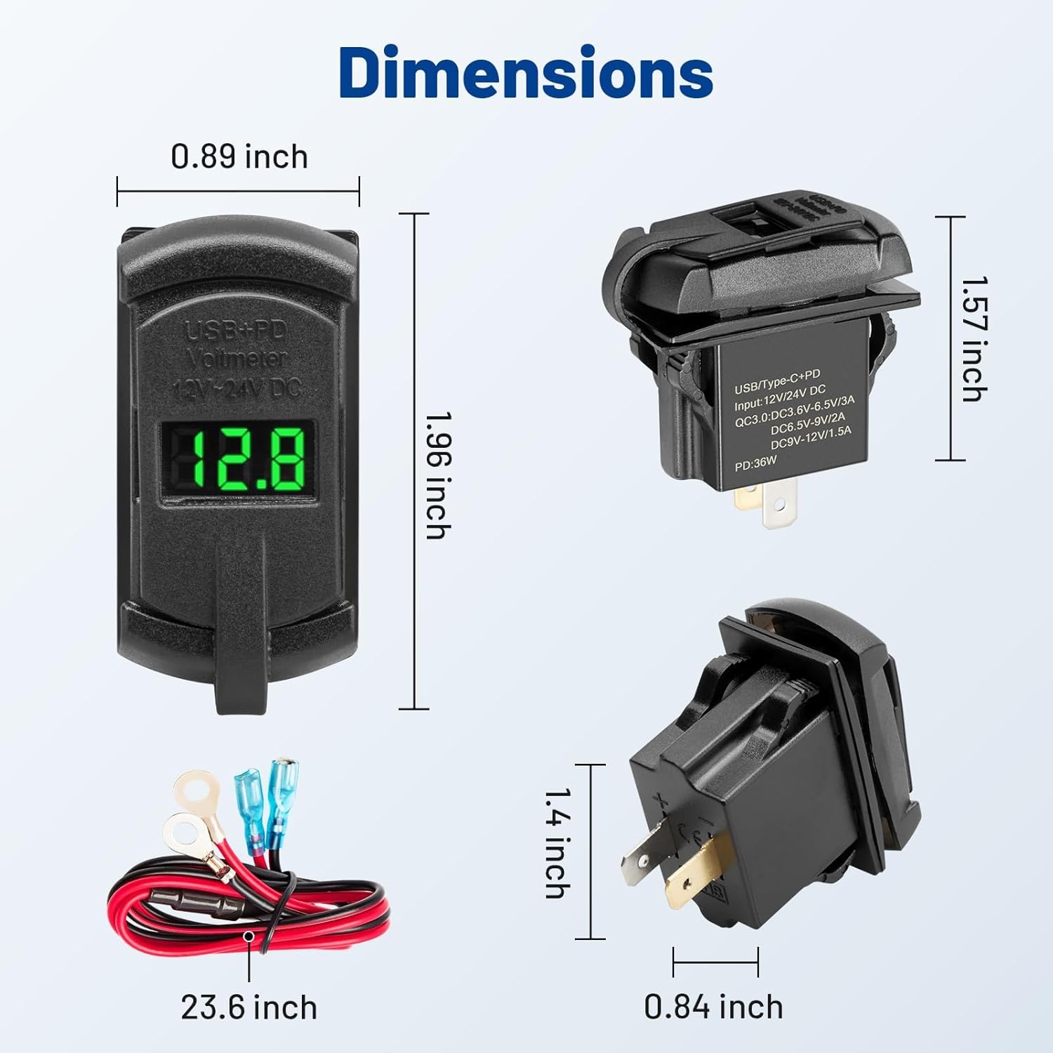 Anina USB C Rocker Switch Insert 12V 24V 30W USB A PD Outlet Socket with LED Voltage Display 18W QC 3.0 Charger Replacement for Marine Cars Truck Van
Anina USB C Rocker Switch Insert 12V 24V 30W USB A PD Outlet Socket with LED Voltage Display 18W QC 3.0 Charger Replacement for Marine Cars Truck Van