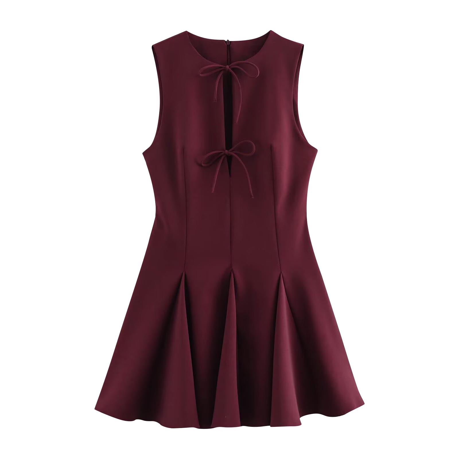 Women s French- Fashion Short Dress With Wide Hem And Bow Detail XS винний
Women s French- Fashion Short Dress With Wide Hem And Bow Detail XS винний