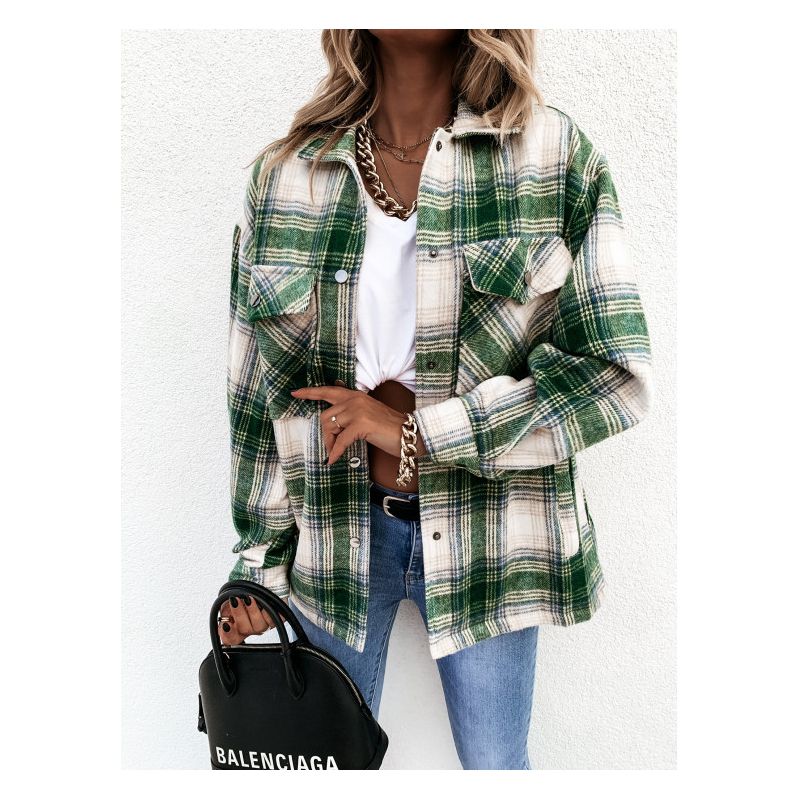Fashion Style Fashionable Temperamental All-Match Slimming Long-Sleeved Shirt Women s Autumn New Arrival Loose Casual Gingham Coat Top Green Gingham L
Fashion Style Fashionable Temperamental All-Match Slimming Long-Sleeved Shirt Women s Autumn New Arrival Loose Casual Gingham Coat Top Green Gingham L
