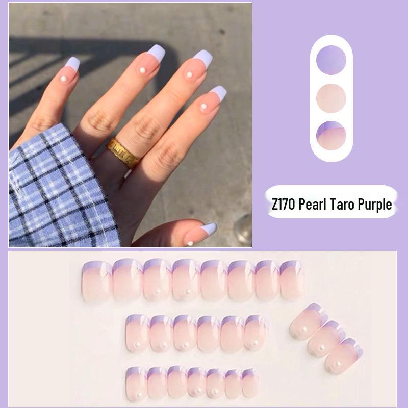 Летние таро-пурпурные французские жемчужные накладные ногти - Съемный носимый маникюр
Летние таро-пурпурные французские жемчужные накладные ногти - Съемный носимый маникюр