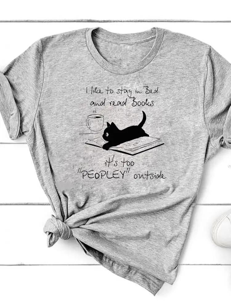 Graphic T-shirt Clothing Summer Top Fashion Cat Books Trend Cute Short Sleeve Women Print T Shirt Tee Basic Clothes S
Graphic T-shirt Clothing Summer Top Fashion Cat Books Trend Cute Short Sleeve Women Print T Shirt Tee Basic Clothes S