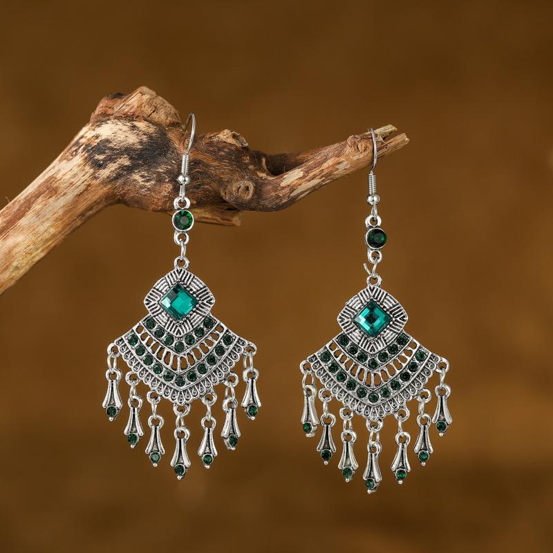 Vintage Bohemian Drop Dangle Earrings For Women Hollow Geometric Crystal Rhinestone Tassel Boho Wedding Zircon Earrings Gift зелений
Vintage Bohemian Drop Dangle Earrings For Women Hollow Geometric Crystal Rhinestone Tassel Boho Wedding Zircon Earrings Gift зелений