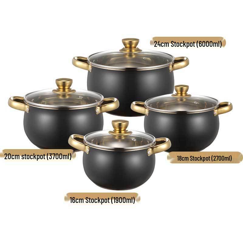 Набір посуду з нержавіючої сталі: Потовщені каструлі та кухонне приладдя для супу
Набір посуду з нержавіючої сталі: Потовщені каструлі та кухонне приладдя для супу