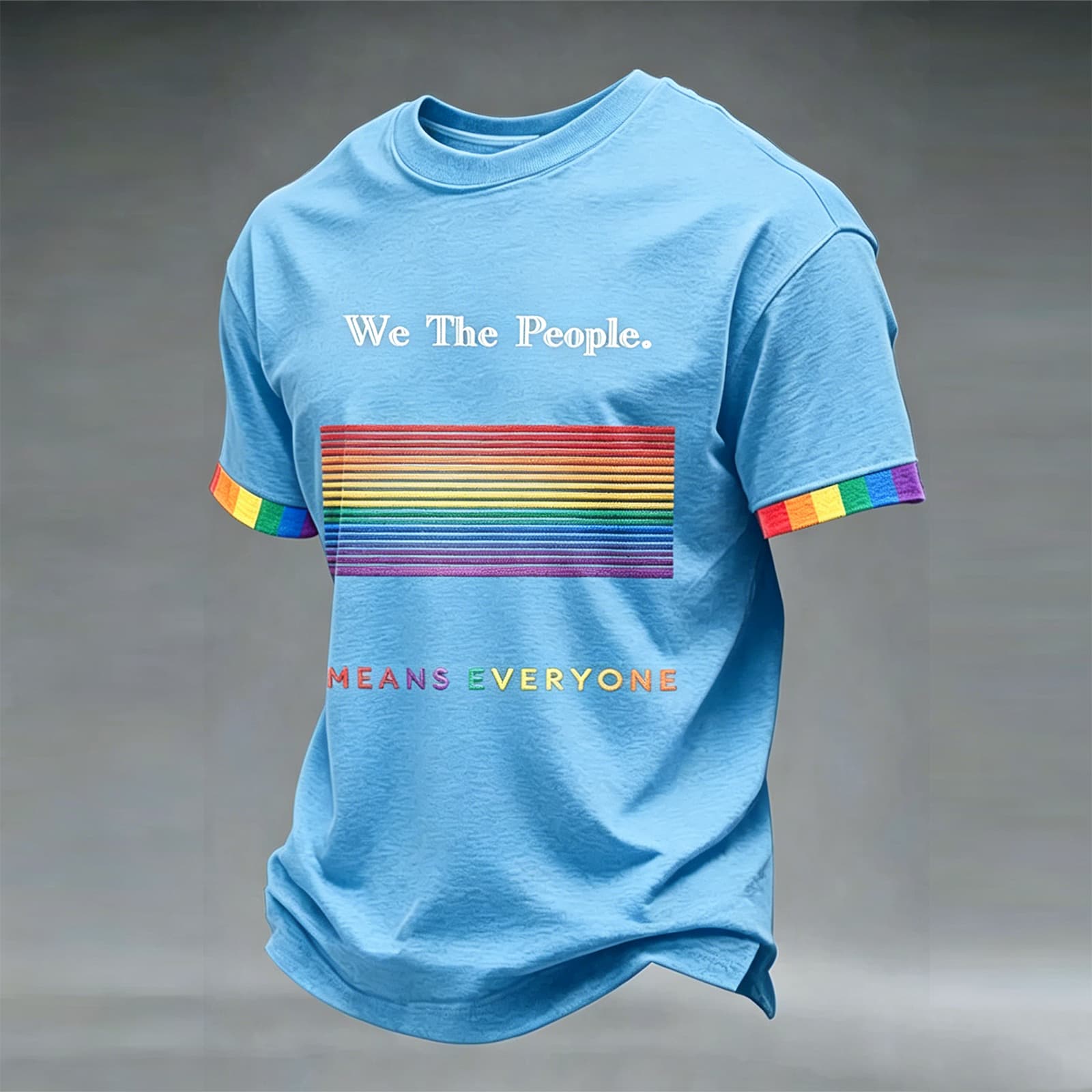 Unisex Short Sleeve Crewneck T Shirt with We The Means Rainbow Graphic Comfortable Fit Casual Top M
Unisex Short Sleeve Crewneck T Shirt with We The Means Rainbow Graphic Comfortable Fit Casual Top M