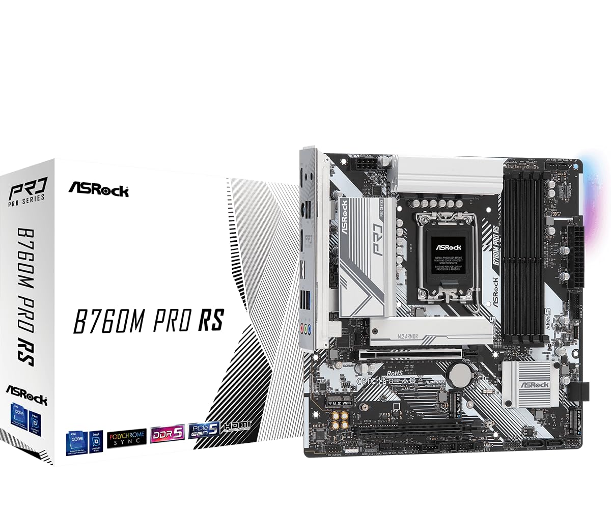 Материнська плата ASRock B760M Pro RS, сумісна з процесорами Intel 12-го та 13-го поколінь, чіпсет B760, DDR5, Micro ATX, авторизований дистриб ютор материнських плат
Материнська плата ASRock B760M Pro RS, сумісна з процесорами Intel 12-го та 13-го поколінь, чіпсет B760, DDR5, Micro ATX, авторизований дистриб ютор материнських плат