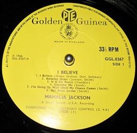 LP Record MAHALIA JACKSON - I Believe GGL0367 Pye Golden Guin 1966 UK Soul/Funk Used
LP Record MAHALIA JACKSON - I Believe GGL0367 Pye Golden Guin 1966 UK Soul/Funk Used