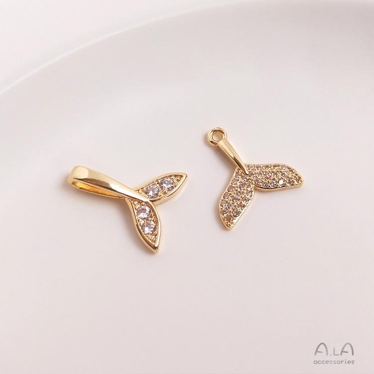 14K Gold-Filled Mermaid Whale Tail Pendant with Zirconia - Handmade DIY Clavicle Chain Charm Zirconia Whale Tail with Embedded CZ 1pc
14K Gold-Filled Mermaid Whale Tail Pendant with Zirconia - Handmade DIY Clavicle Chain Charm Zirconia Whale Tail with Embedded CZ 1pc