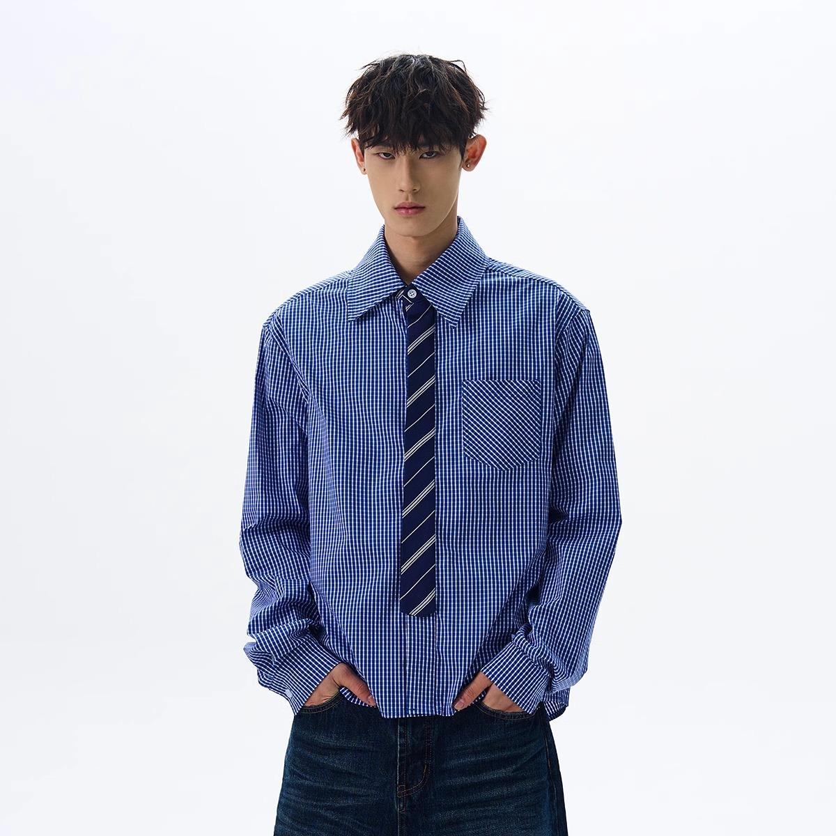 Light Blue Plaid Shirt Mens Japanese Style Vintage Suit Inner Wear Long Sleeve Shirt High End Sense Spring Outfit Outerwear L синій
Light Blue Plaid Shirt Mens Japanese Style Vintage Suit Inner Wear Long Sleeve Shirt High End Sense Spring Outfit Outerwear L синій