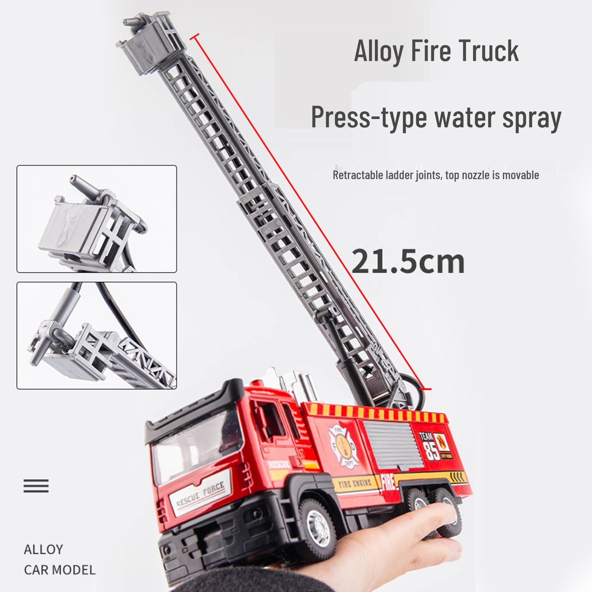Alloy Fire Ladder and Tanker Truck Toy with Water Spray, Sound, Light, and Pull-Back Action
Alloy Fire Ladder and Tanker Truck Toy with Water Spray, Sound, Light, and Pull-Back Action