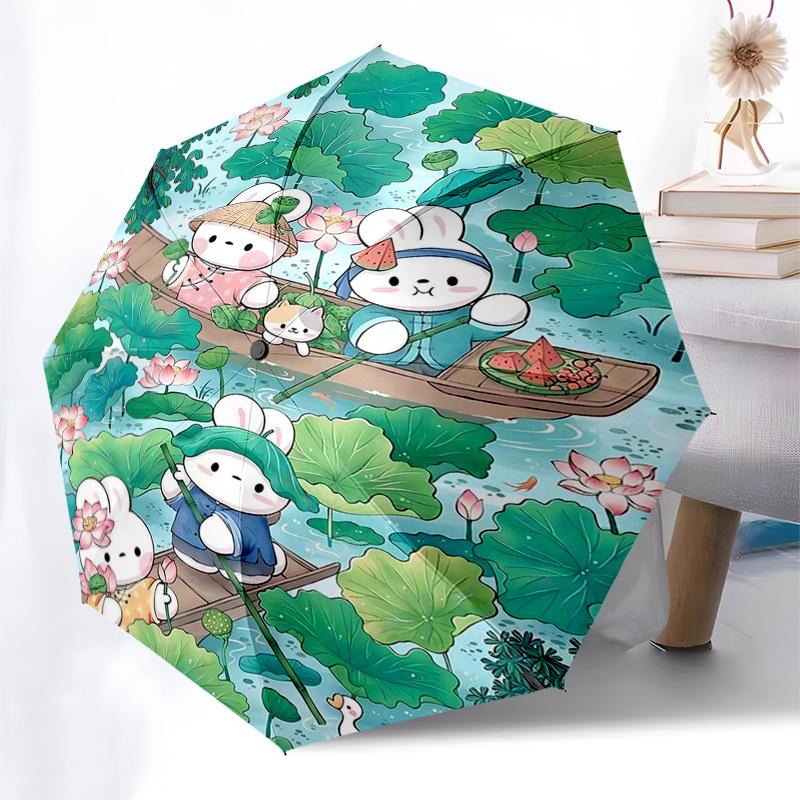 1pc Lotus Pond Adventure: Cute Rabbit Family with Watermelon Plate, Outdoor Umbrella, Auto Open Close, Foldable Design, Festival Gift for Fans, Travel
1pc Lotus Pond Adventure: Cute Rabbit Family with Watermelon Plate, Outdoor Umbrella, Auto Open Close, Foldable Design, Festival Gift for Fans, Travel