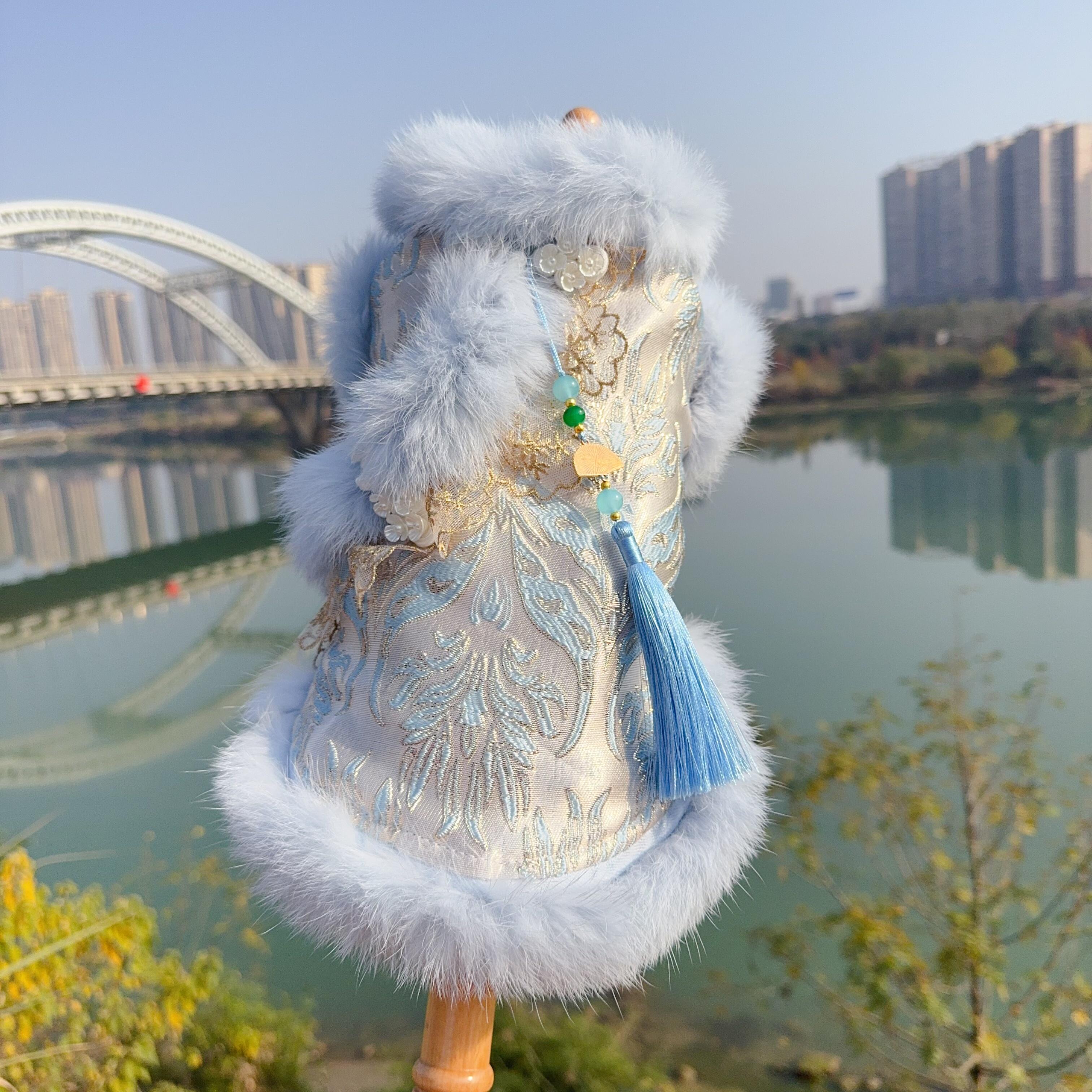 Luxury Pet Dog Faux Fur Dress,Long Tailing Detachable Puppy Gown,Handmade Pet Tutu,Featured Peacock Feather Printing (Pink/Blue) XL
Luxury Pet Dog Faux Fur Dress,Long Tailing Detachable Puppy Gown,Handmade Pet Tutu,Featured Peacock Feather Printing (Pink/Blue) XL