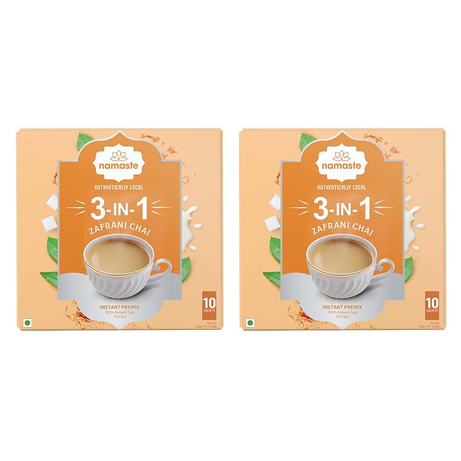Namaste Chai Instant Tea Premix, Zaffrani Chai | Assam | Cardamon, Kesar Flavor| Milk and Sugar | Ready Mix (20g x 20 Sachets,Powder) Pack of 2
Namaste Chai Instant Tea Premix, Zaffrani Chai | Assam | Cardamon, Kesar Flavor| Milk and Sugar | Ready Mix (20g x 20 Sachets,Powder) Pack of 2