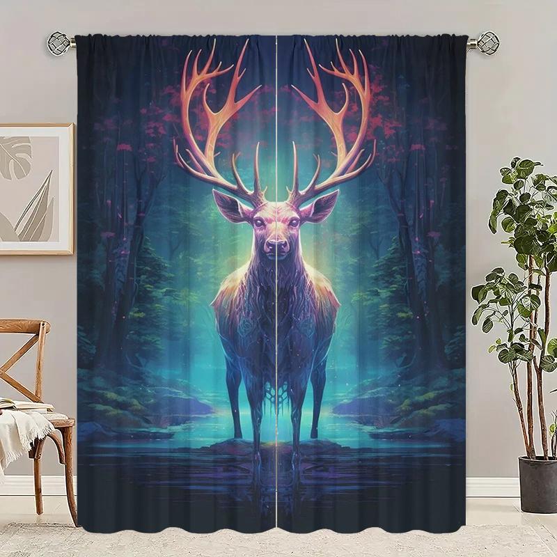 2Pcs- Deer in the Forest - Printed curtains, Polyester semi-transparent curtains -100% polyester material, home decor 29Wx64L(75x166CM)x2
2Pcs- Deer in the Forest - Printed curtains, Polyester semi-transparent curtains -100% polyester material, home decor 29Wx64L(75x166CM)x2