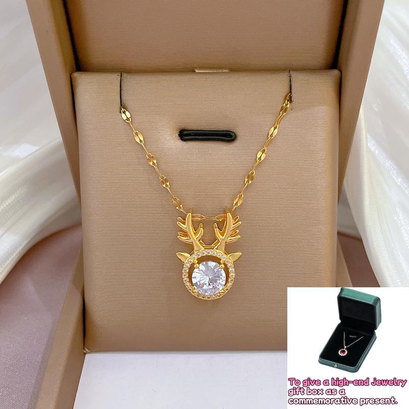 Light luxury full of diamonds and micro-inlaid zircon, a deer has your antlers necklace copper electroplated real gold pendant ins wind
Light luxury full of diamonds and micro-inlaid zircon, a deer has your antlers necklace copper electroplated real gold pendant ins wind