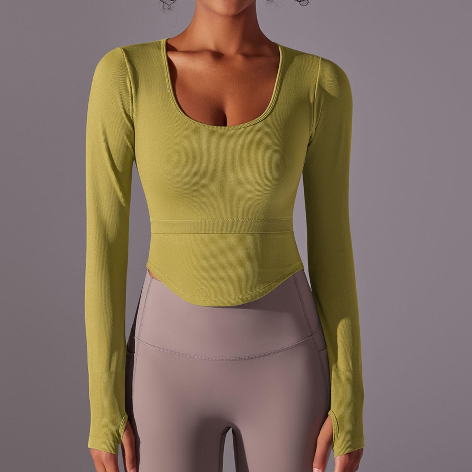 Женский свободный повседневный однотонный костюм для йоги с длинным рукавом для бега, фитнеса и йоги, топ L жёлтый
Женский свободный повседневный однотонный костюм для йоги с длинным рукавом для бега, фитнеса и йоги, топ L жёлтый