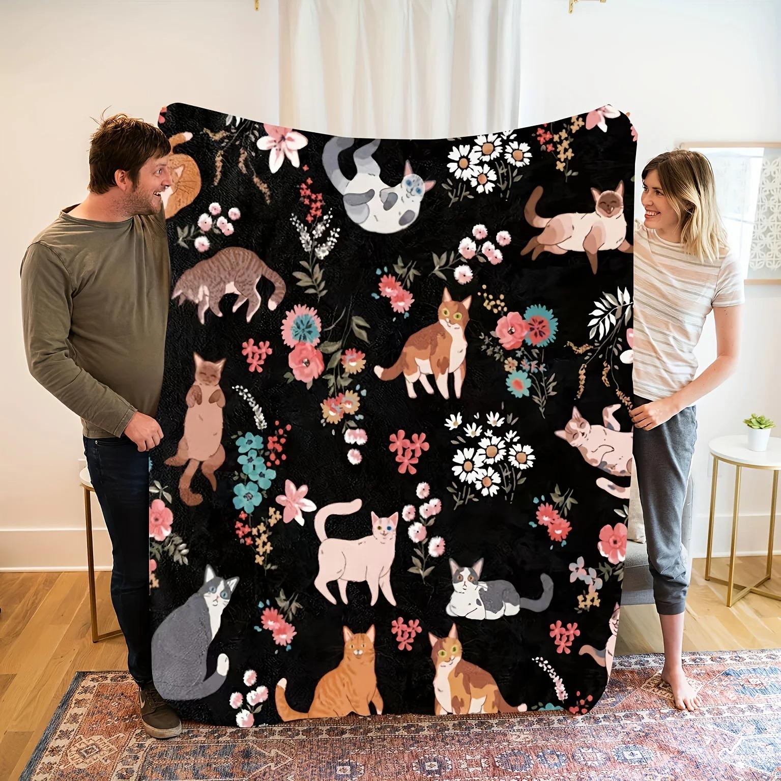 Cat & Floral Flannel Blanket - Soft Warm Washable | Rustic Style Vibrant Print | Sofa/Bed Home Decor Throw 70x100cm білий
Cat & Floral Flannel Blanket - Soft Warm Washable | Rustic Style Vibrant Print | Sofa/Bed Home Decor Throw 70x100cm білий