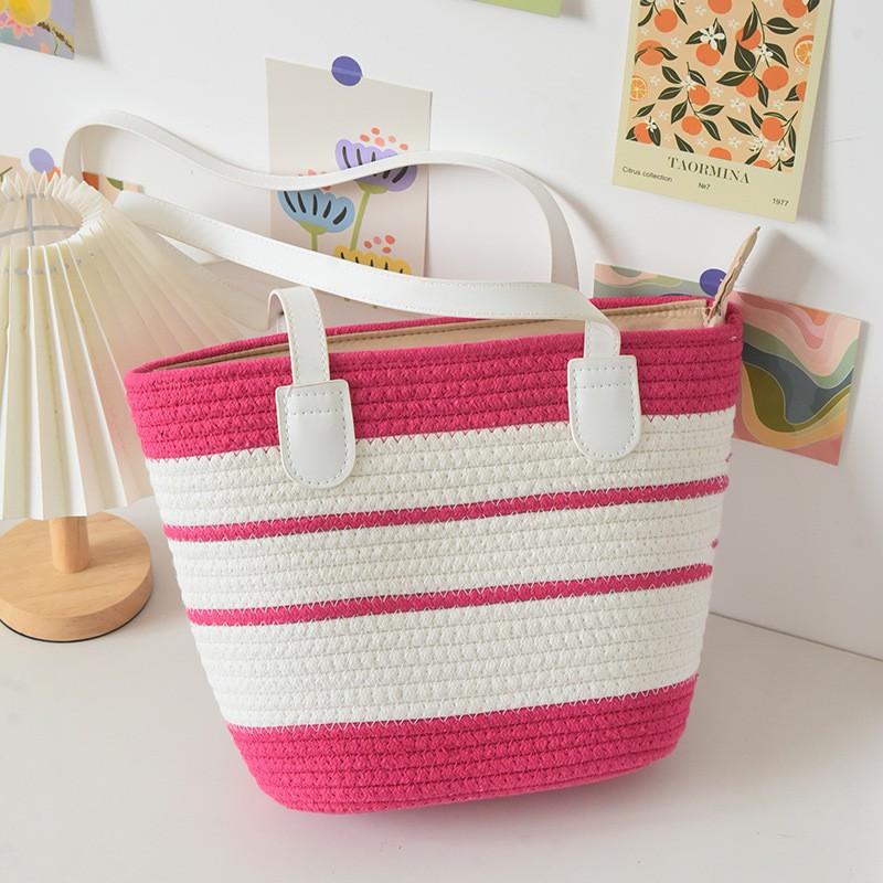 Large-capacity Woven Bag All-matching Simple Single-shoulder Straw Cotton Thread Tote Women s Seaside Vacation Beach Upper width and flattening 34x height 24
Large-capacity Woven Bag All-matching Simple Single-shoulder Straw Cotton Thread Tote Women s Seaside Vacation Beach Upper width and flattening 34x height 24