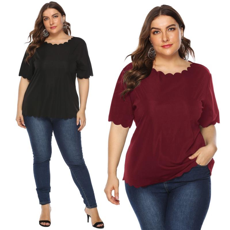 Large size women s wavy edge simple all-match T-shirt casual short-sleeved top 0XL/L чёрный
Large size women s wavy edge simple all-match T-shirt casual short-sleeved top 0XL/L чёрный