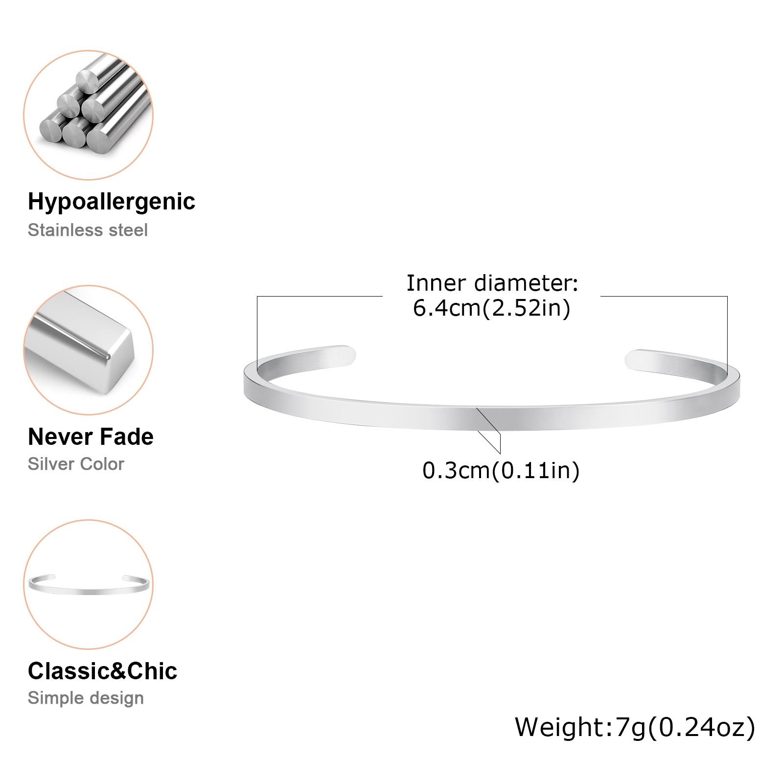 Vnox Simple 3mm-10mm Bangles for Women Men, Classic Glossy Stainless Steel Open Cuff Bracelets, Unisex Plain Wristband
Vnox Simple 3mm-10mm Bangles for Women Men, Classic Glossy Stainless Steel Open Cuff Bracelets, Unisex Plain Wristband