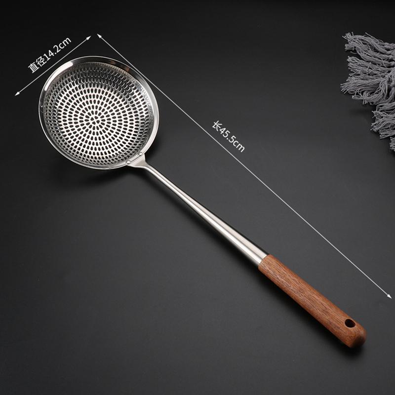 304 Нержавеющая сталь Деревянная ручка Дуршлаг Фильтр для масла Картофель фри Пищевой фильтр Шумовка Кухонная утварь