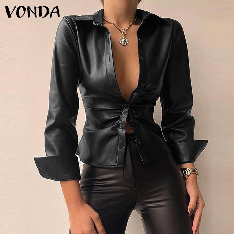 VONDA женские осенние рубашки с воротником и длинным рукавом, однотонные кожаные куртки на талии S чёрный
VONDA женские осенние рубашки с воротником и длинным рукавом, однотонные кожаные куртки на талии S чёрный
