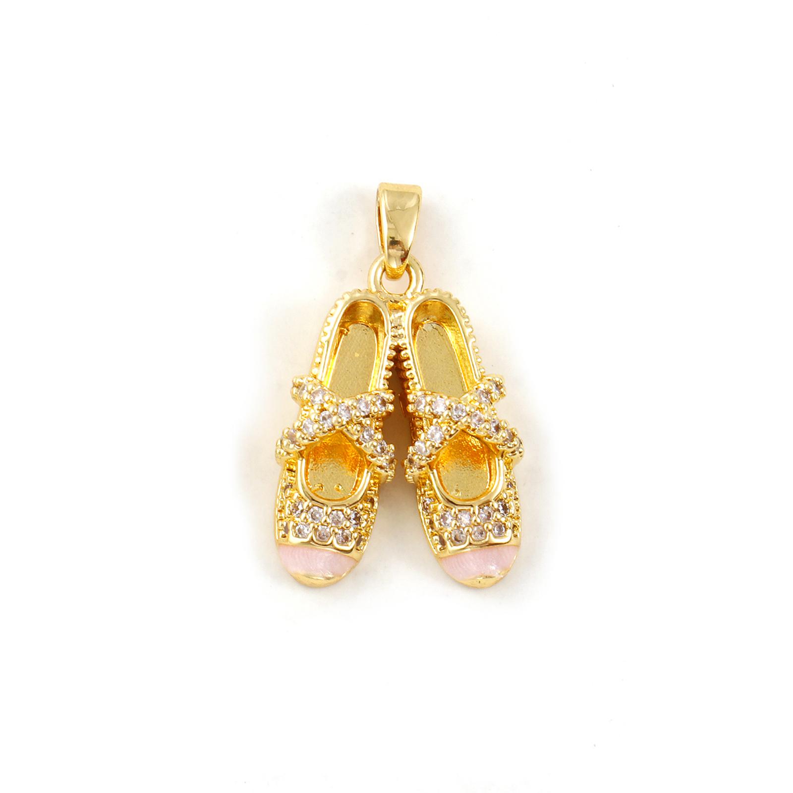 2 Pcs Brass Charm 18K Gold Plated Enamel Ballet Shoes Pearlized Clear Cubic Zirconia Pendant For Keychains Necklace DIY25mmx15mm світло-рожевий колір
2 Pcs Brass Charm 18K Gold Plated Enamel Ballet Shoes Pearlized Clear Cubic Zirconia Pendant For Keychains Necklace DIY25mmx15mm світло-рожевий колір
