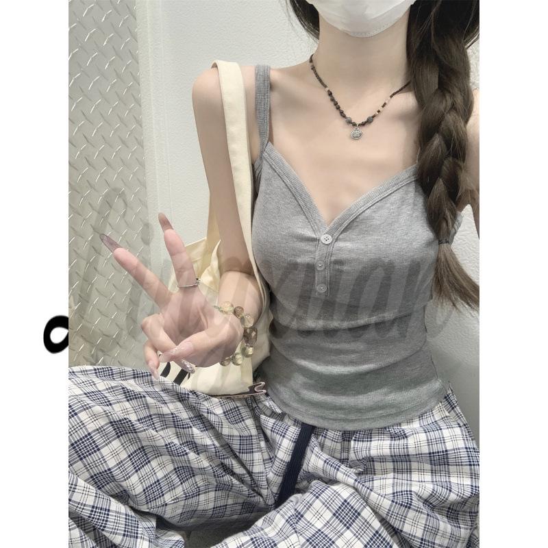 Summer Korean Style Slim Fit V-Neck Button Camisole S сірий колір
Summer Korean Style Slim Fit V-Neck Button Camisole S сірий колір