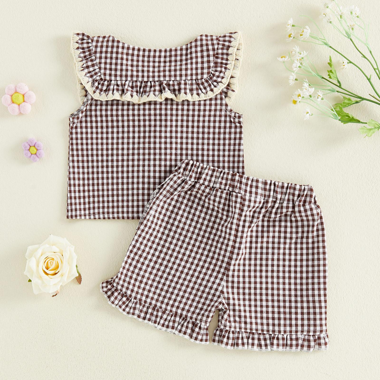 2Pcs Baby Girl Summer Outfits Sleeveless Plaid Print Tops Shorts Set Toddler Clothes 18-24M кавовий
2Pcs Baby Girl Summer Outfits Sleeveless Plaid Print Tops Shorts Set Toddler Clothes 18-24M кавовий