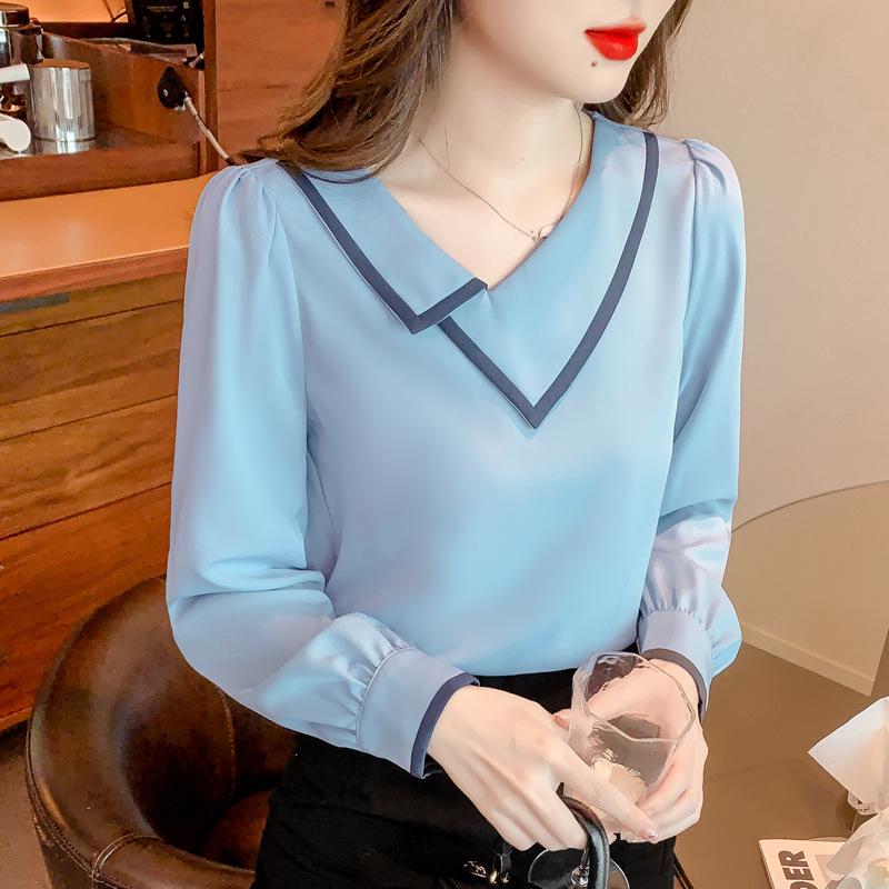 2024 Spring Asymmetrical Doll Collar Long Sleeve Shirt S синий
2024 Spring Asymmetrical Doll Collar Long Sleeve Shirt S синий