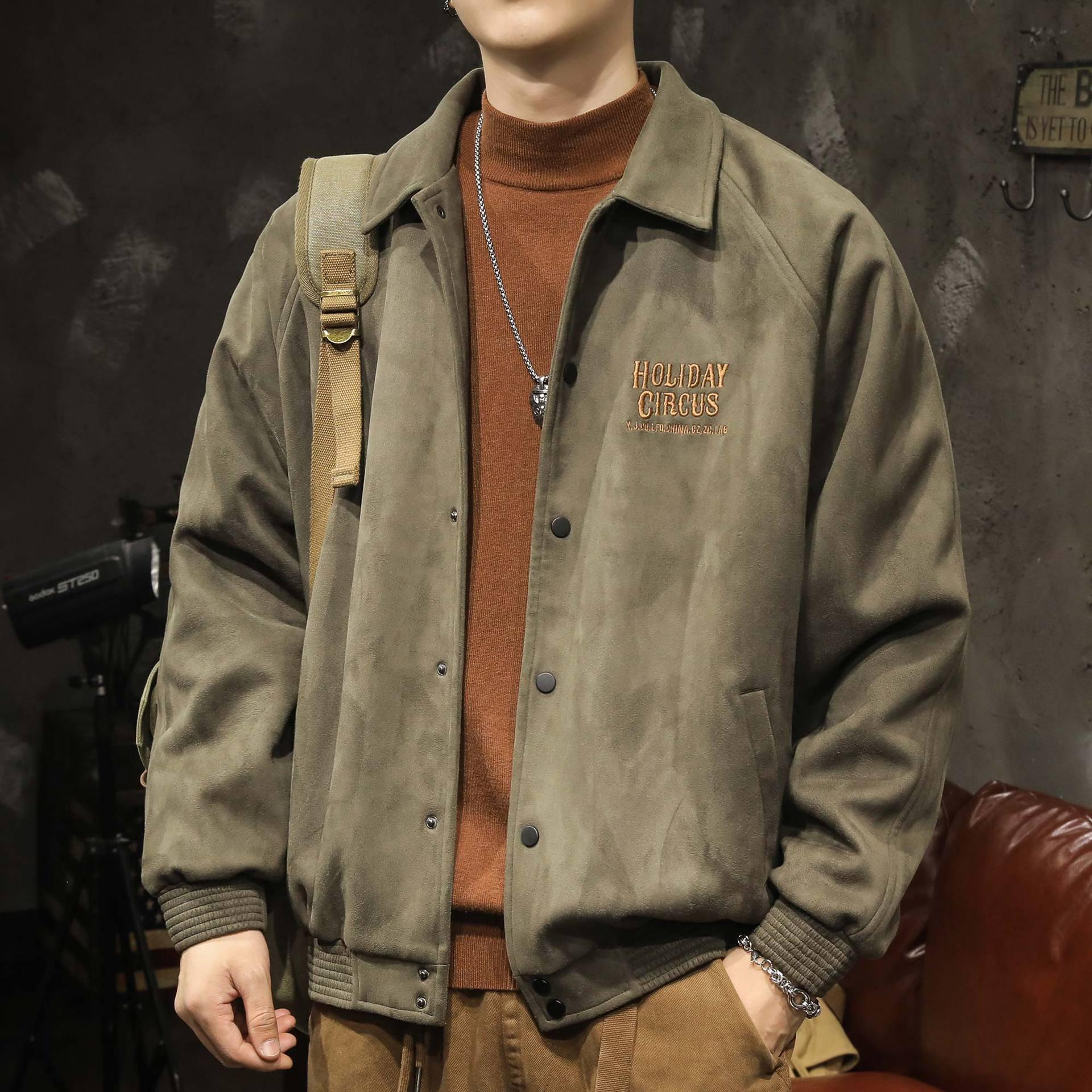 Men s Ash Green Suede Collar Baseball Jacket - Loose Fit, Trendy American Style, 2025 Autumn/Winter Collection M (for 45-65 kg)
Men s Ash Green Suede Collar Baseball Jacket - Loose Fit, Trendy American Style, 2025 Autumn/Winter Collection M (for 45-65 kg)