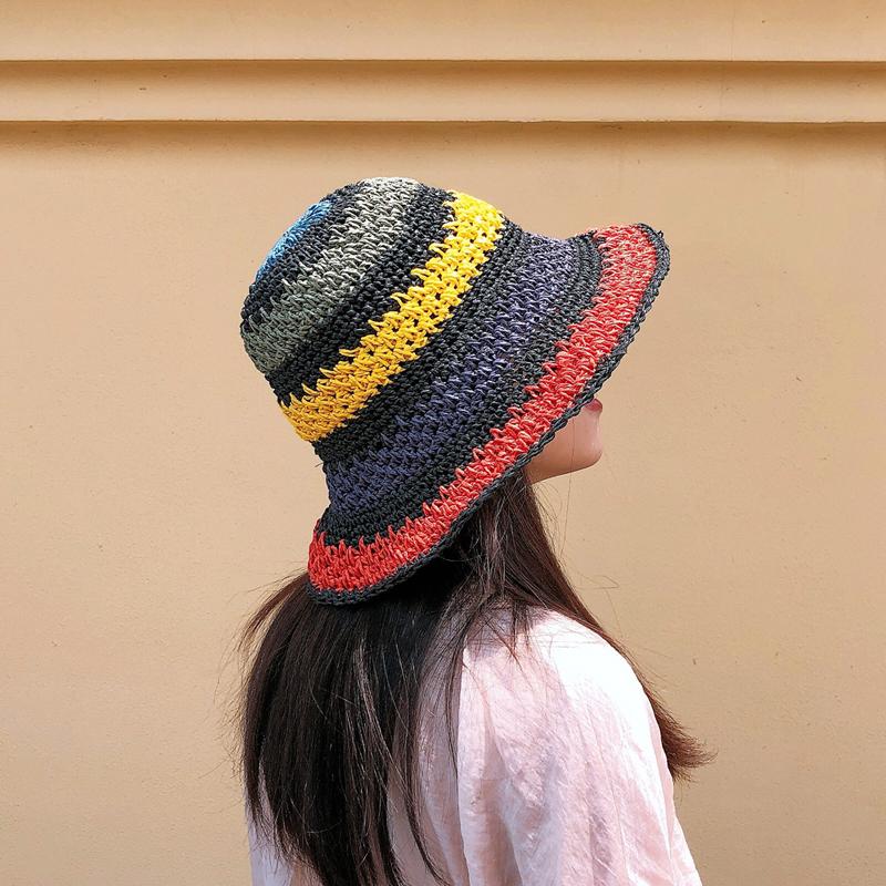 spring Women s bucket Straw made rainbow Crochet hand-made fisherman s straw hat foldable parent-child sunscreen beach sun visor adult 55-58cm чорний
spring Women s bucket Straw made rainbow Crochet hand-made fisherman s straw hat foldable parent-child sunscreen beach sun visor adult 55-58cm чорний