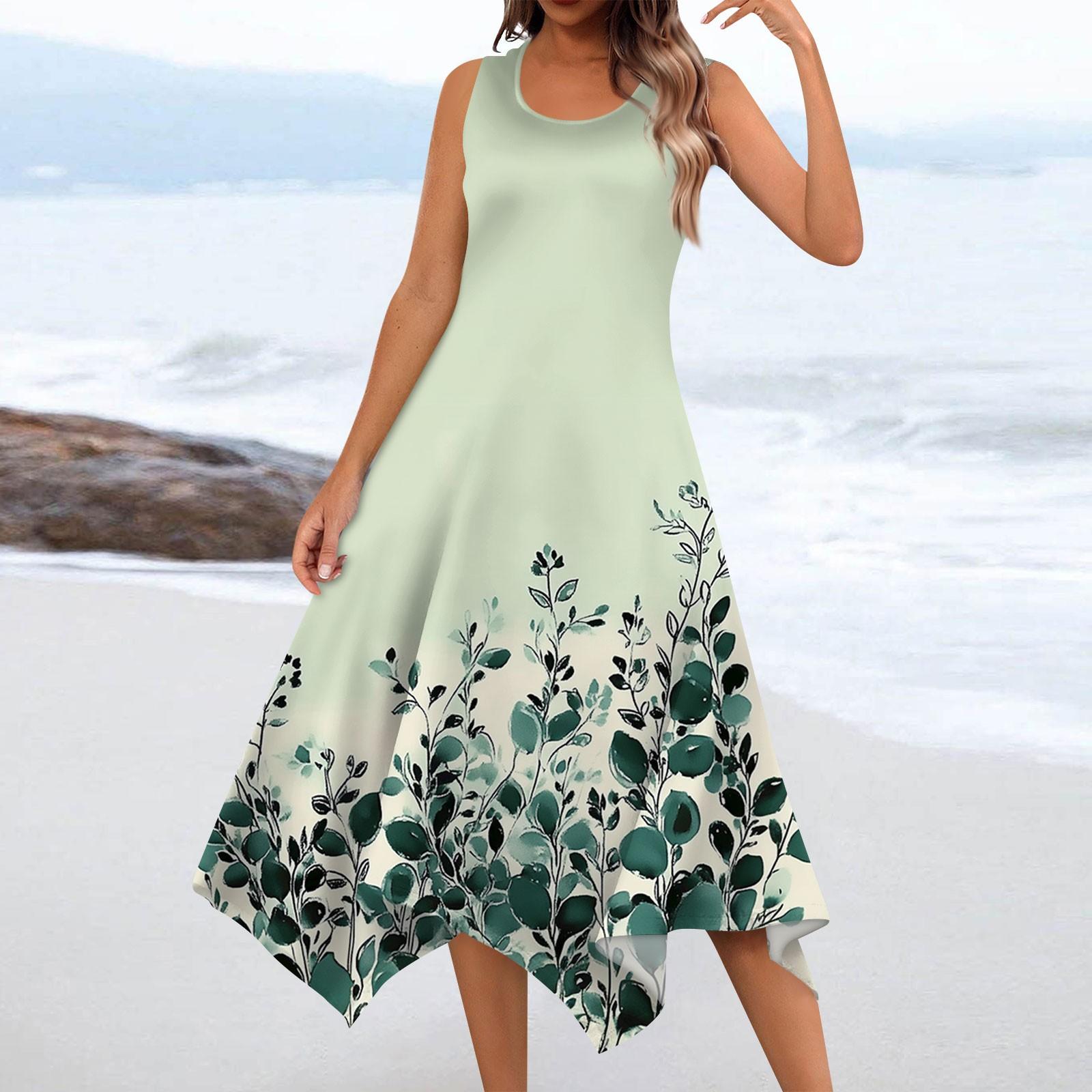 Женское повседневное модное платье миди без рукавов с круглым вырезом и цветочным принтом, нерегулярный подол S зелёный
Женское повседневное модное платье миди без рукавов с круглым вырезом и цветочным принтом, нерегулярный подол S зелёный
