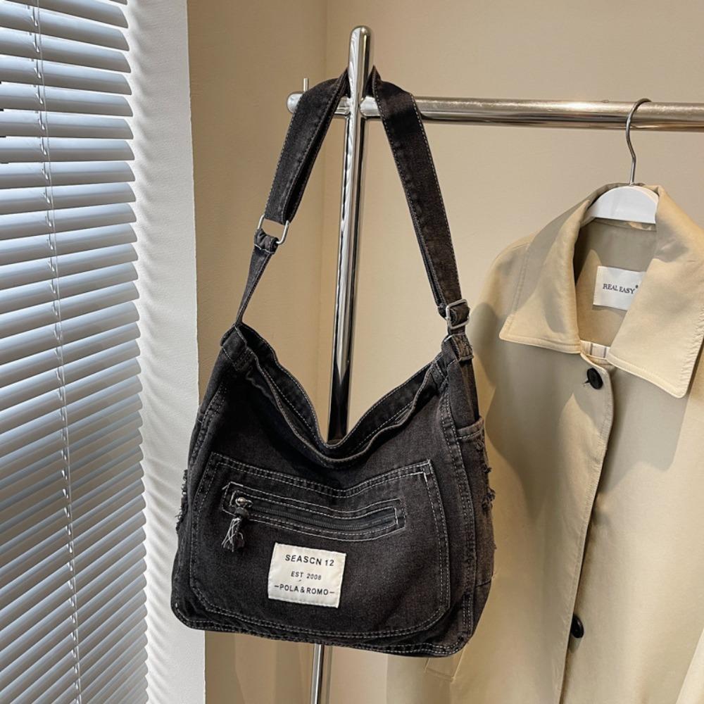 Fashion Sewing Thread Denim Crossbody Bags Zipper Multi-pocket Denim Bag Large Capacity Versatile Commuting Bag Youth Women чёрный
Fashion Sewing Thread Denim Crossbody Bags Zipper Multi-pocket Denim Bag Large Capacity Versatile Commuting Bag Youth Women чёрный