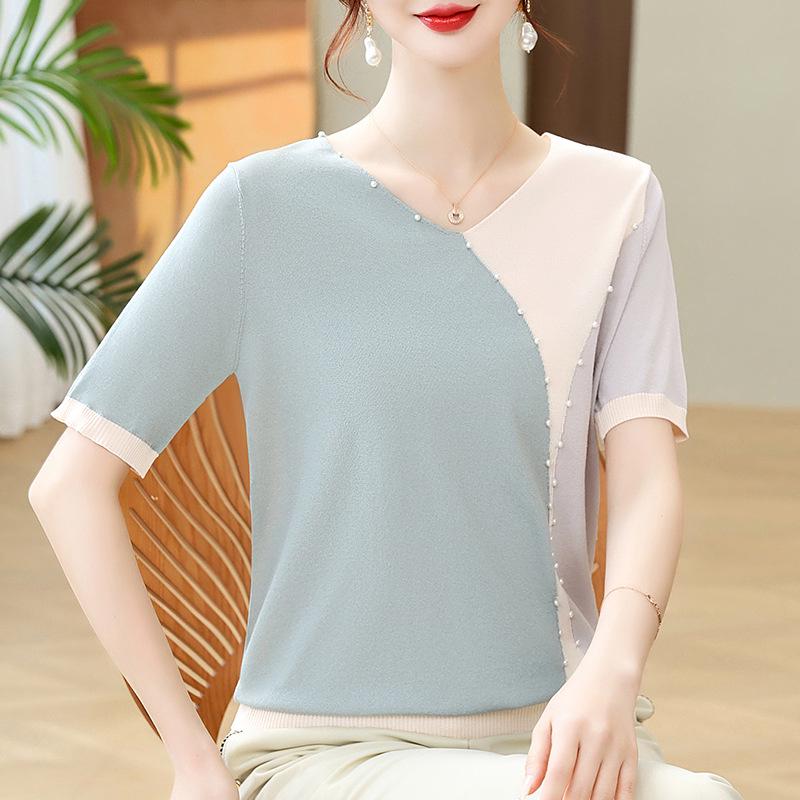Lady Mom Ice Silk Summer Blouse: New Stylish Short-Sleeved T-shirt for Middle-Aged and Elderly Women Fashion 2026. 5XL (150-165 jin) сірий колір/синій
Lady Mom Ice Silk Summer Blouse: New Stylish Short-Sleeved T-shirt for Middle-Aged and Elderly Women Fashion 2026. 5XL (150-165 jin) сірий колір/синій