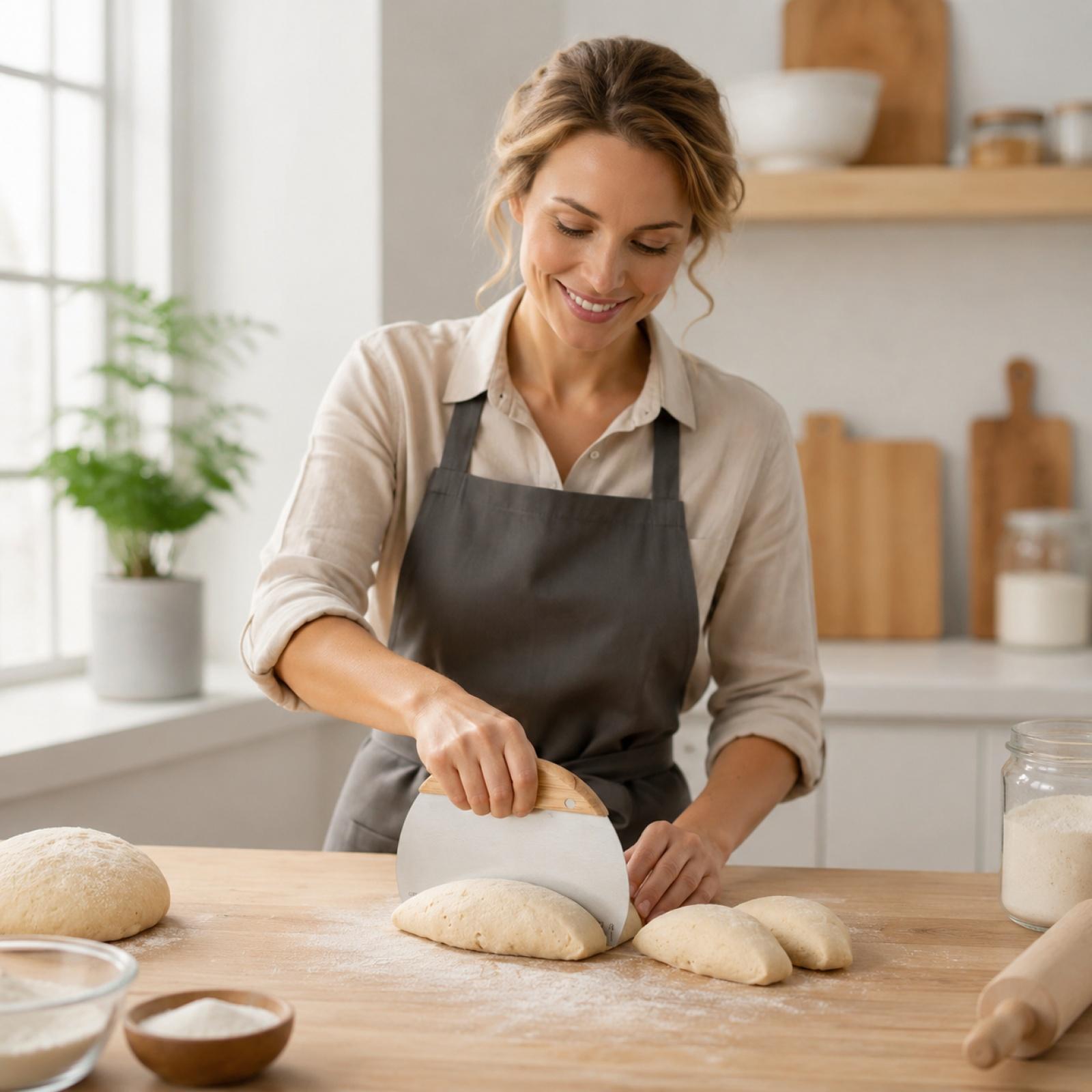 Dough Scraper Stainless Steel Flat Blade with Wooden Handle for Cutting and Dividing Dough with Measurement Ruler for Baking and Cooking one size срібний
Dough Scraper Stainless Steel Flat Blade with Wooden Handle for Cutting and Dividing Dough with Measurement Ruler for Baking and Cooking one size срібний