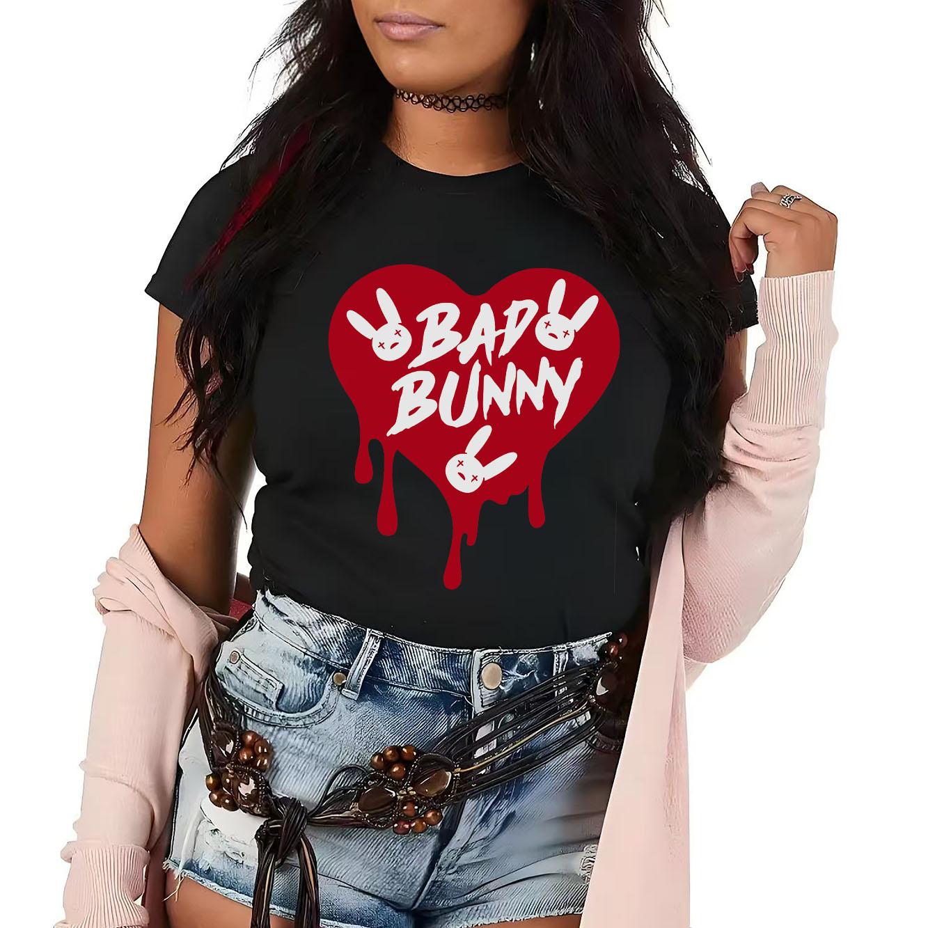 Rabbit love printed Womens short sleeved Tshirt summer round neck versatile for daily use suitable for all seasons S
Rabbit love printed Womens short sleeved Tshirt summer round neck versatile for daily use suitable for all seasons S