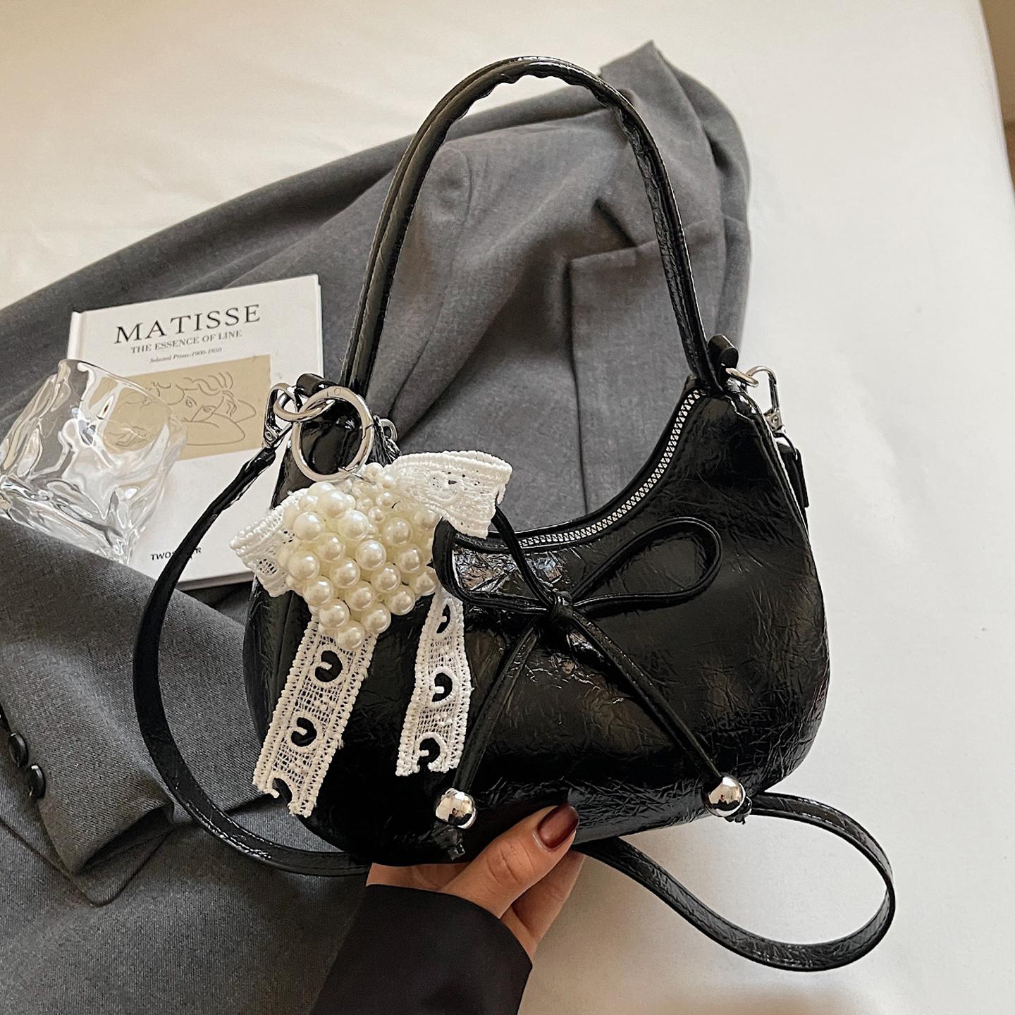 Korean Sweet Bow Underarm Bag for Women Summer New Texture PU Small One Shoulder Crossbody Bag Commute Half Mo Handbags (20cm<Max Length<30cm) чёрный
Korean Sweet Bow Underarm Bag for Women Summer New Texture PU Small One Shoulder Crossbody Bag Commute Half Mo Handbags (20cm<Max Length<30cm) чёрный