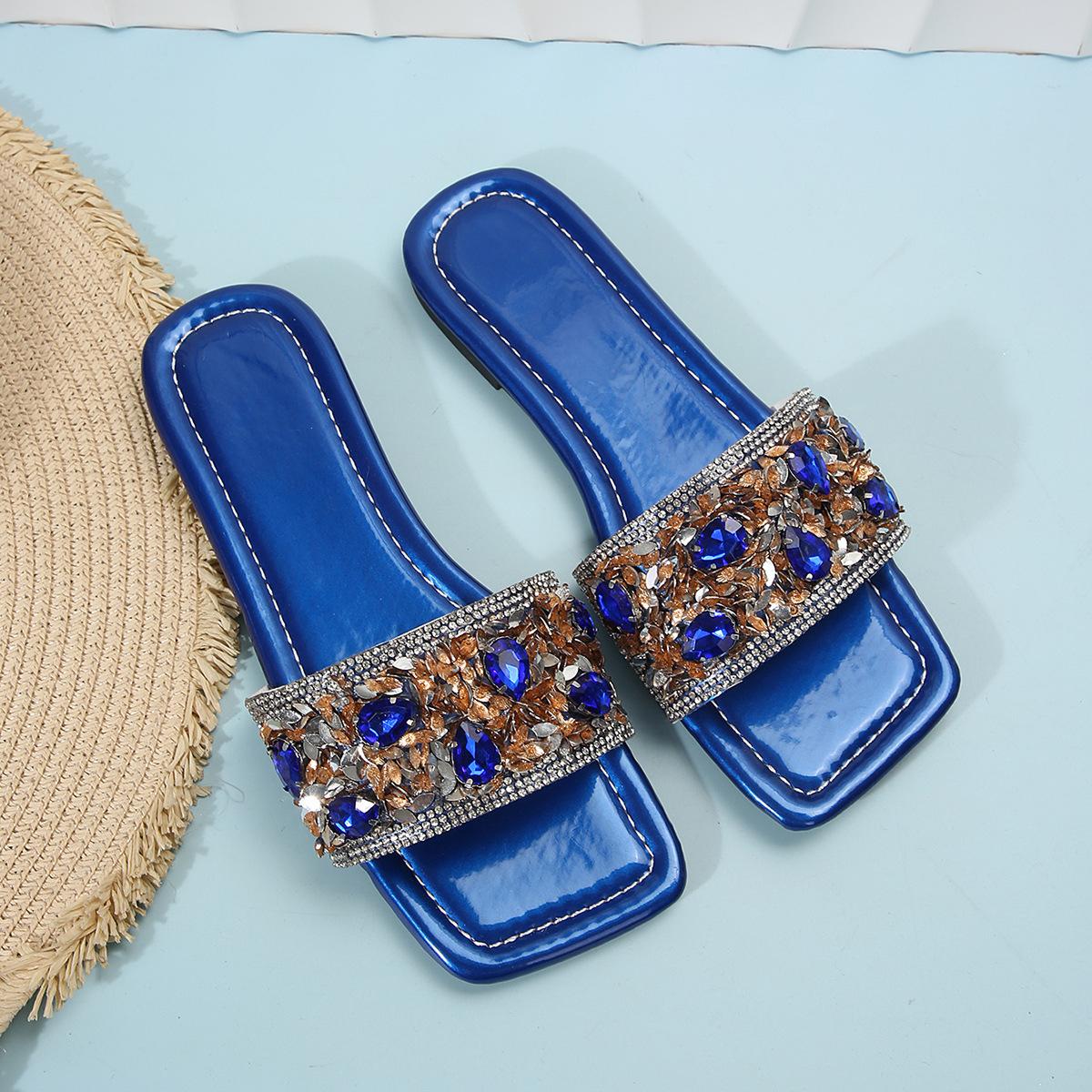 Женские тапочки на плоской подошве Роскошные золотые пляжные туфли с кристаллами Летние сандалии Женские новые шлепанцы Повседневная обувь Mujer 43 синий
Женские тапочки на плоской подошве Роскошные золотые пляжные туфли с кристаллами Летние сандалии Женские новые шлепанцы Повседневная обувь Mujer 43 синий