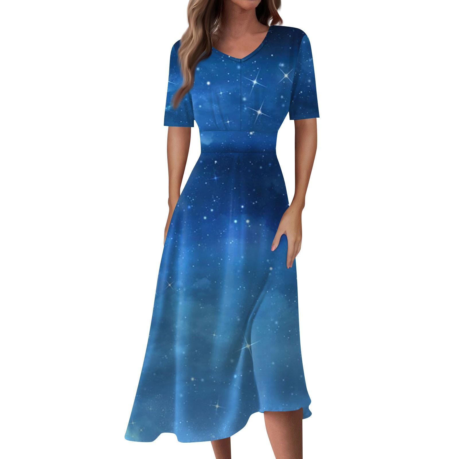 Ladies Casual Fashion Gradient Print V-Neck Short Sleeve Waist Long Swing Dress M
Ladies Casual Fashion Gradient Print V-Neck Short Sleeve Waist Long Swing Dress M