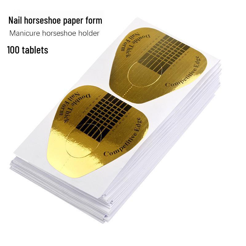 Gold Horseshoe Nail Extension Paper Trays, 500-Piece Roll, for Gel and Crystal Nail Extensions.
Gold Horseshoe Nail Extension Paper Trays, 500-Piece Roll, for Gel and Crystal Nail Extensions.