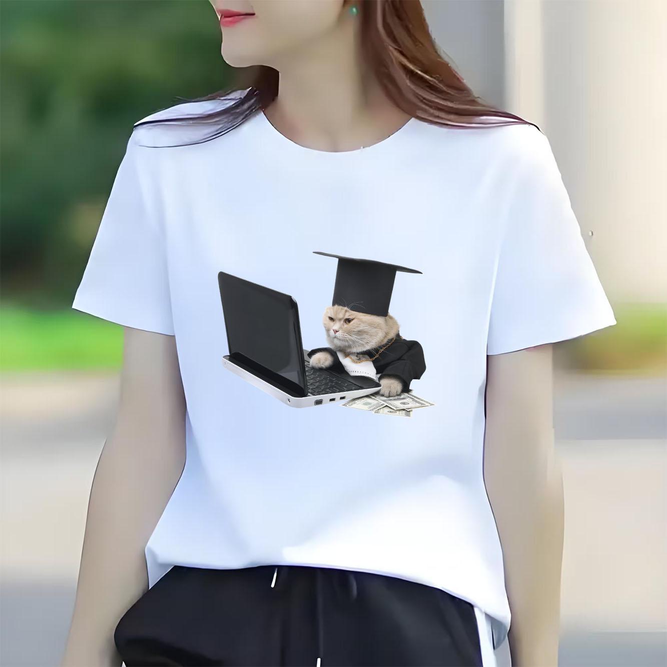 Cute and interesting Doctor Cat cartoon printed short sleeved round neck Womens Tshirt for spring and summer versatile Womens S
Cute and interesting Doctor Cat cartoon printed short sleeved round neck Womens Tshirt for spring and summer versatile Womens S