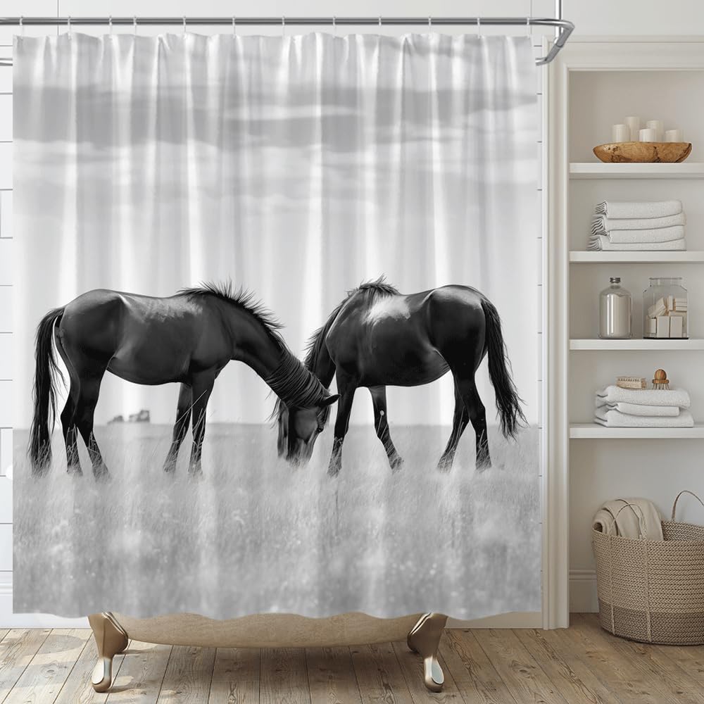 Horse Shower Curtain Rustic Farmhouse Animals Country Western Fabric Bathroom Decor Set with Hooks 120x180cm
Horse Shower Curtain Rustic Farmhouse Animals Country Western Fabric Bathroom Decor Set with Hooks 120x180cm