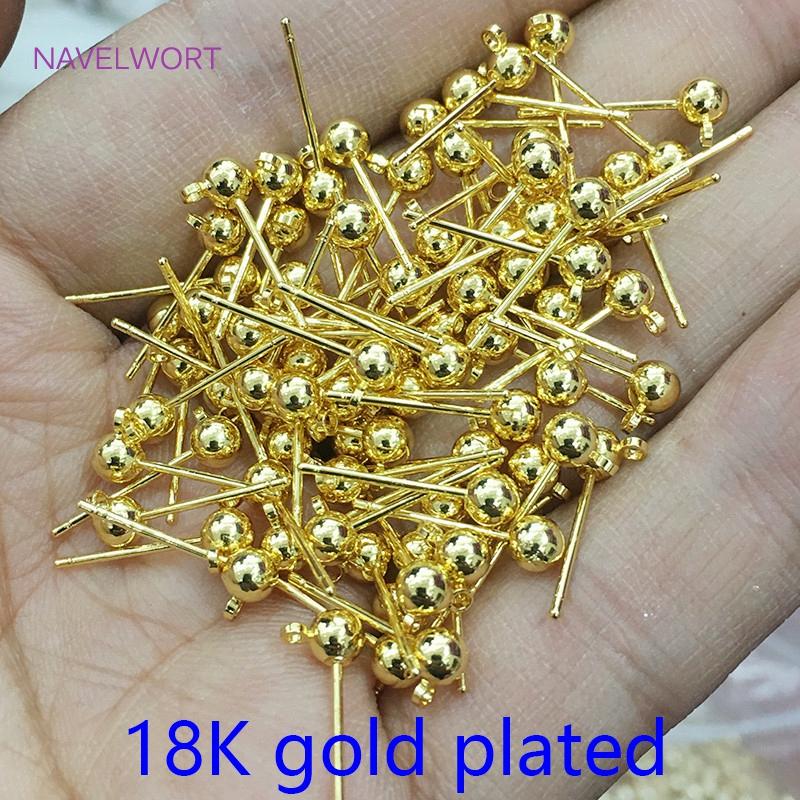 High Quality Stainless Steel Needle Stud Earring Base 14K Gold Plated Post Earring Fittings For DIY Jewelry Making Findings 3 mm - 10 pieces
High Quality Stainless Steel Needle Stud Earring Base 14K Gold Plated Post Earring Fittings For DIY Jewelry Making Findings 3 mm - 10 pieces