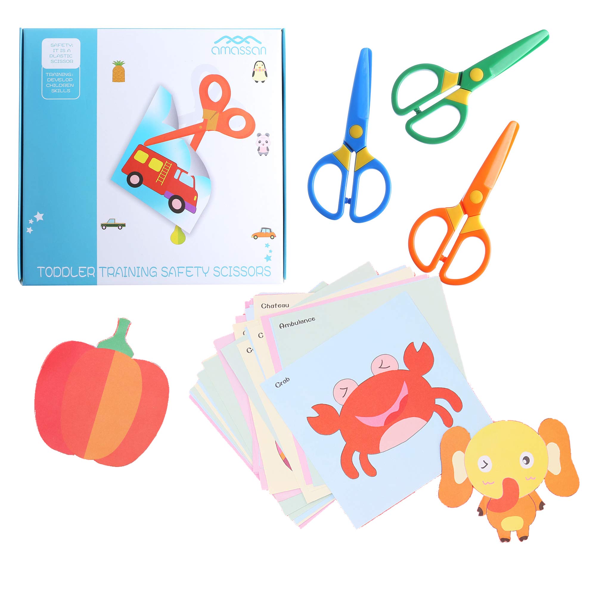 Amassan Child Safety Scissors 3-Piece Set Educational Practice Craft Paper 60 Sheets Rounded Tips Developmental Support for 2-5 Years
Amassan Child Safety Scissors 3-Piece Set Educational Practice Craft Paper 60 Sheets Rounded Tips Developmental Support for 2-5 Years